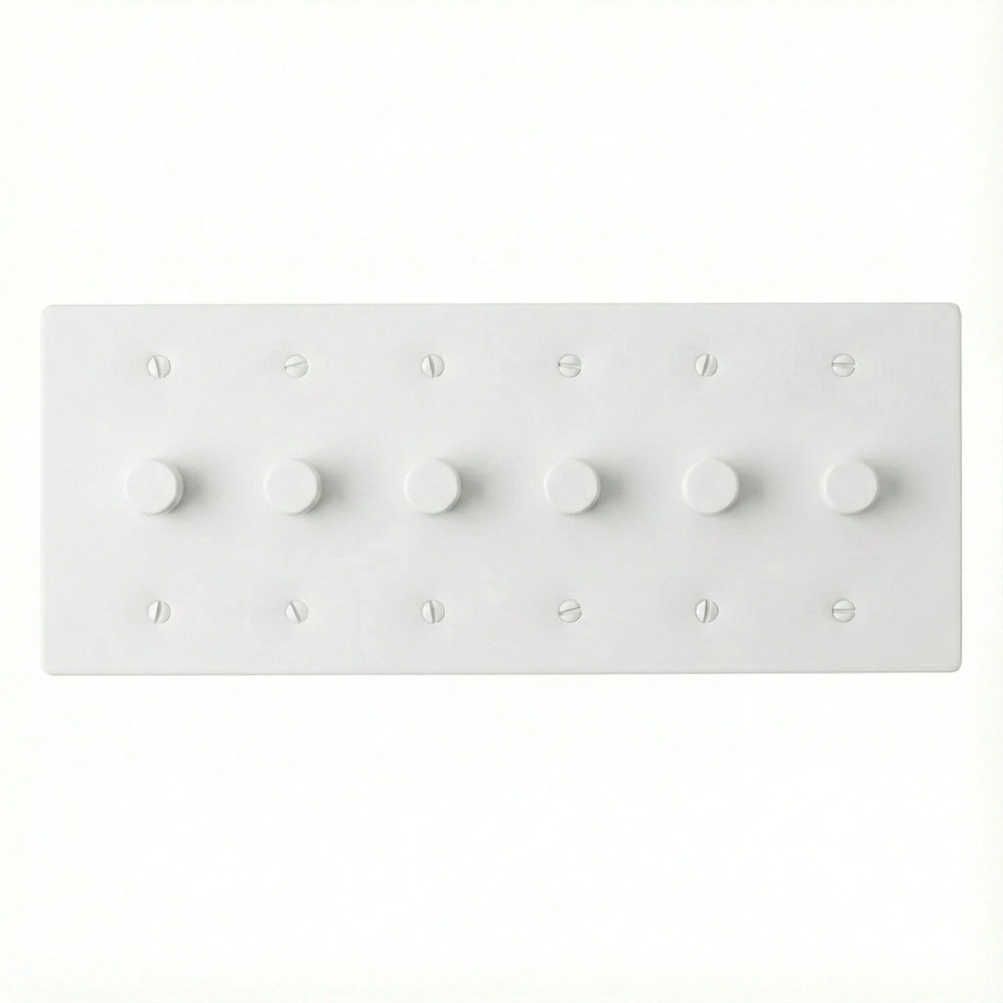 6 gang rotary dimmer full white on a white background