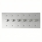 6 gang stainless steel rotary dimmer on a white background