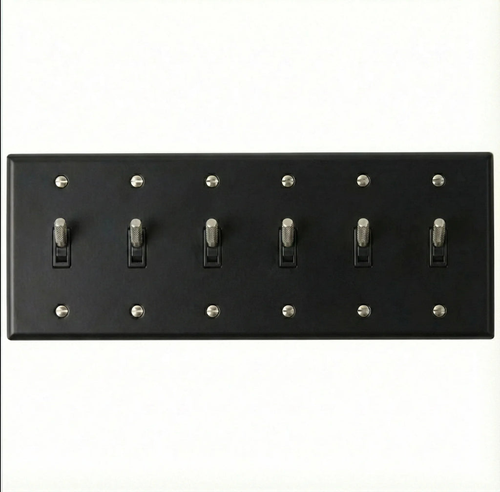 6-Gang Solid Brass Knurled Toggle Light Switch
