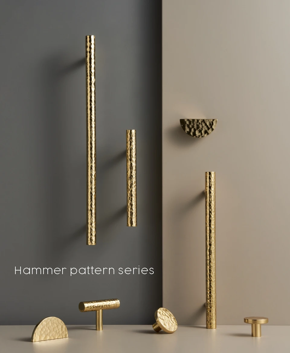 Solid Brass Hammered Handle – Handmade Cabinet & Drawer Pull