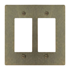 2-gang solid brass Decora wall plate in Aged Bronze (hand-brushed) finish