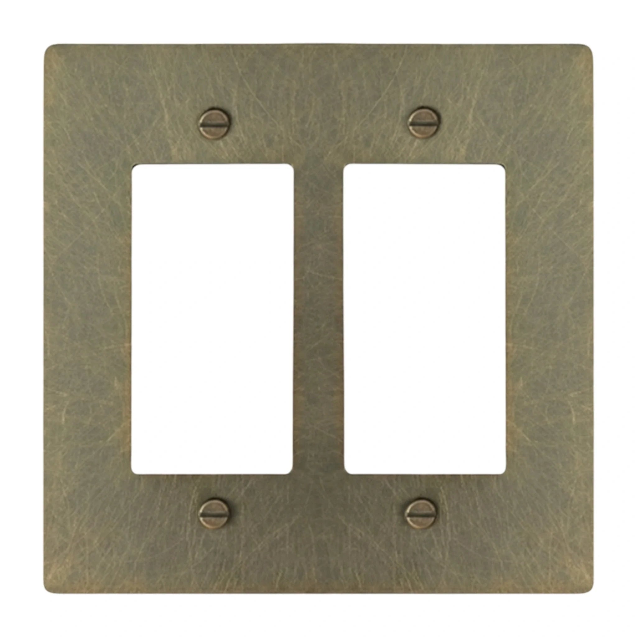 2-gang solid brass Decora wall plate in Aged Bronze (hand-brushed) finish