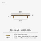 Measurement chart for antique brass cross knurled pull 200 mm with dimensions and weight information.