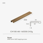 Measurement chart for antique brass edge pull 200 mm with dimensions and weight information.