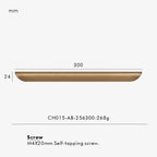 Measurement chart for antique brass edge pull 300 mm with dimensions and weight information.