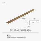 Measurement chart for antique brass edge pull 400 mm with dimensions and weight information.