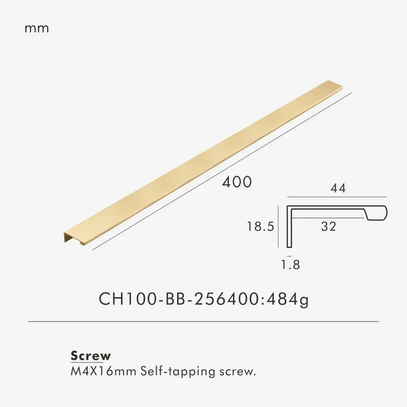 Measurement chart for brass edge pull 400 mm with dimensions and weight information.