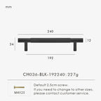 Measurement chart for a black brass cross knurled pull 240 mm with dimensions and weight information.