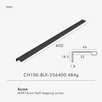 Measurement chart for a black brass edge pull 500 mm with dimensions and weight information.