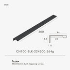 Measurement chart for black brass edge pull 500 mm with dimensions and weight information.