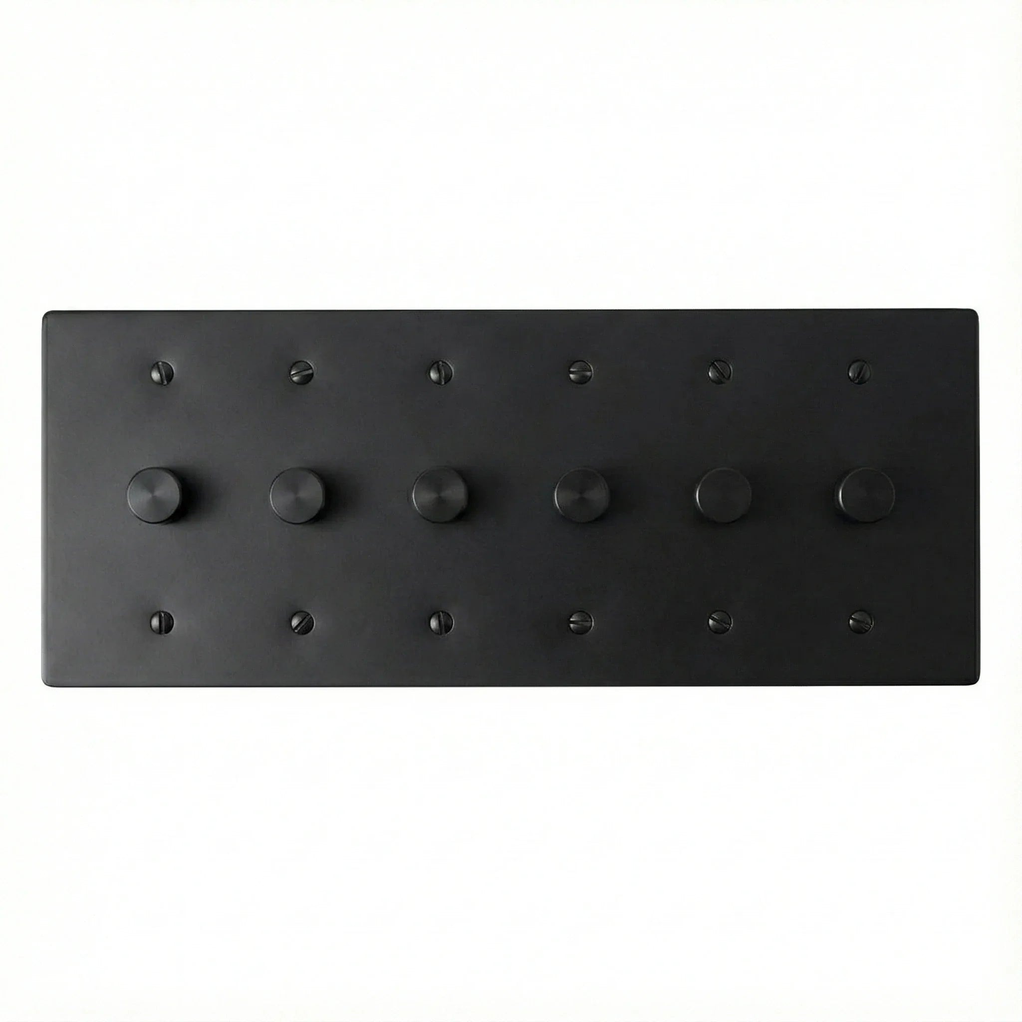 6 gang black rotary dimmer on a white background