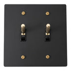 2-Gang Solid Brass Knurled Toggle Light Switch