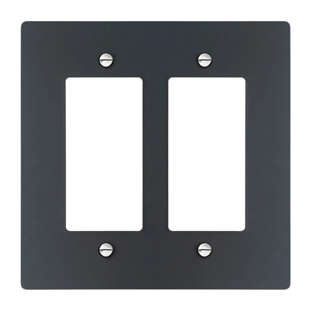2-gang Decora wall plate in Black with Stainless Accents finish