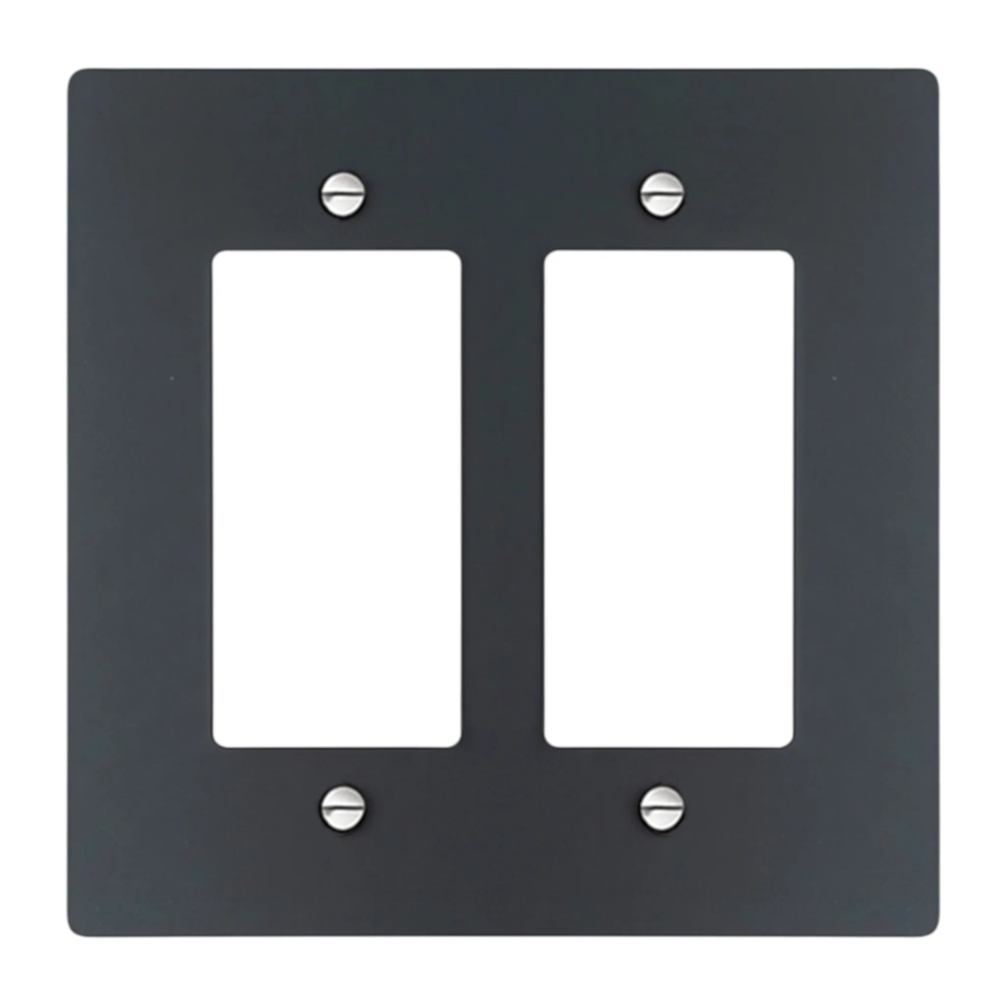 2-gang Decora wall plate in Black with Stainless Accents finish