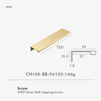 Measurement chart for brass edge pull 120 mm with dimensions and weight information.