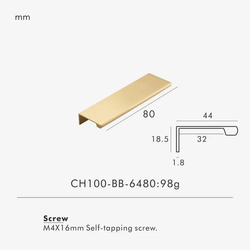 Measurement chart for a brass edge pull 80 mm with dimensions and weight information.