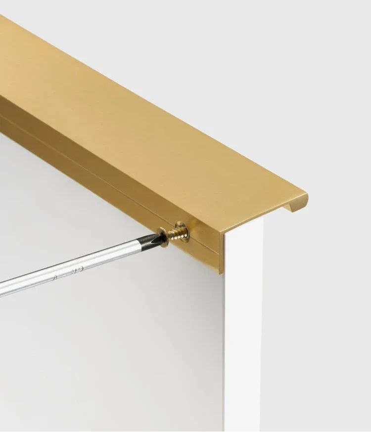 Solid Brass Edge Pull Handle – Brushed Brass Cabinet & Drawer Pull