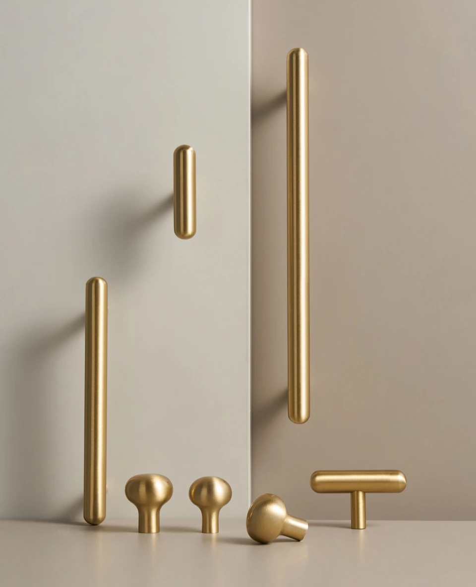 Solid Brass Smooth Round Knob – Elegant Cabinet & Drawer T-Bar Handle