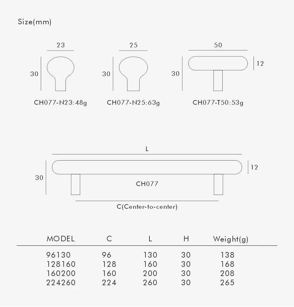 Solid Brass Smooth Round Knob – Elegant Cabinet & Drawer T-Bar Handle