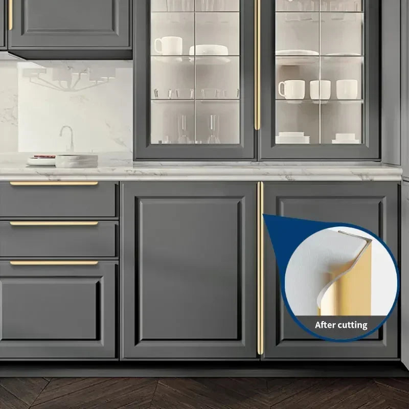 Invisible Aluminum Edge Pull Handle – Modern Curved Cabinet & Drawer Pull