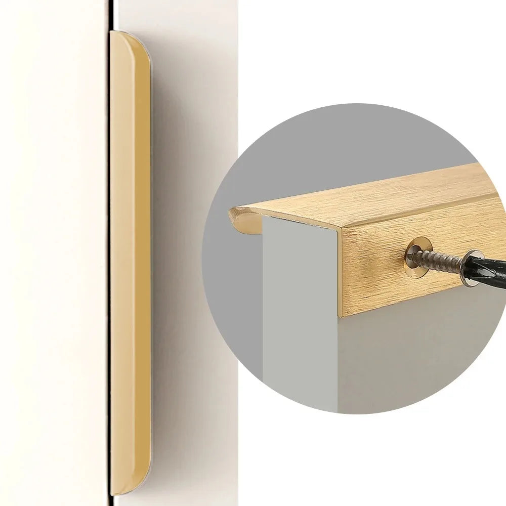 Hidden Cabinet Edge Pull Handle – Aluminum Kitchen Drawer & Cupboard Pull