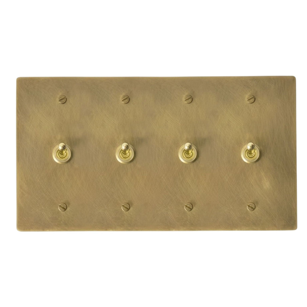 4-Gang Solid Brass Retro Toggle Light Switch