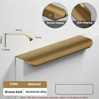 Display chart for a bronze aluminum edge pull handle with dimensions.