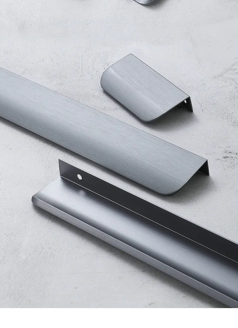 Invisible Aluminum Edge Pull Handle – Modern Curved Cabinet & Drawer Pull