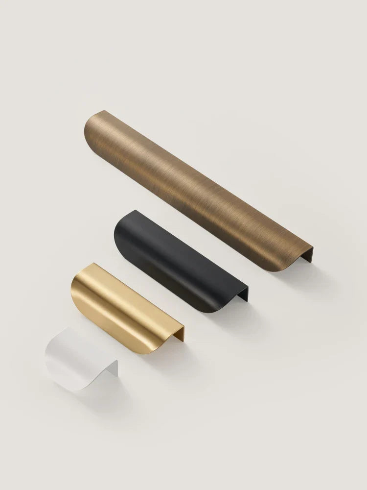 Brass Fold Edge Pull Handle – Curved Cabinet & Drawer Pull