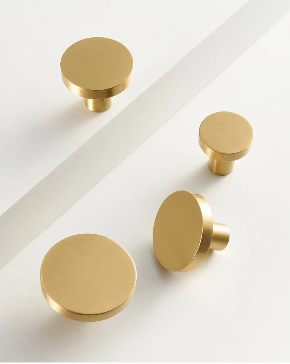 Solid Brass Round Cabinet Knob & Wall Hook – Minimalist Circular Design