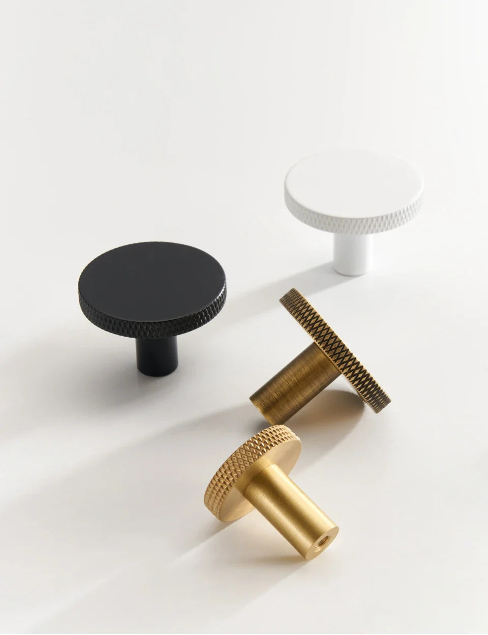 Solid Brass Knurled Cabinet Knob – Matte Antique Finish