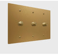 3-gang unlacquered brass (3-way dimmer, single dimmer, 3-way dimmer)