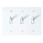 3-gang knurled toggle light switch plate in white, front view