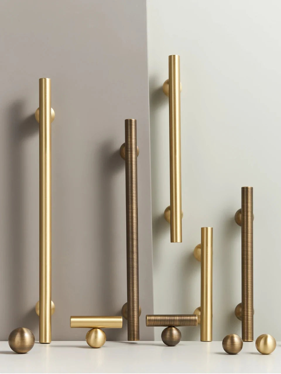 Brass Round Ball Handle – Long T-Bar Cabinet & Drawer Pull