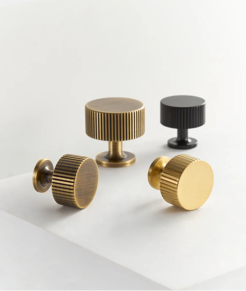 Solid Brass Art Deco Handle – Vertical Line Cabinet Knobs & T-Bar Pulls