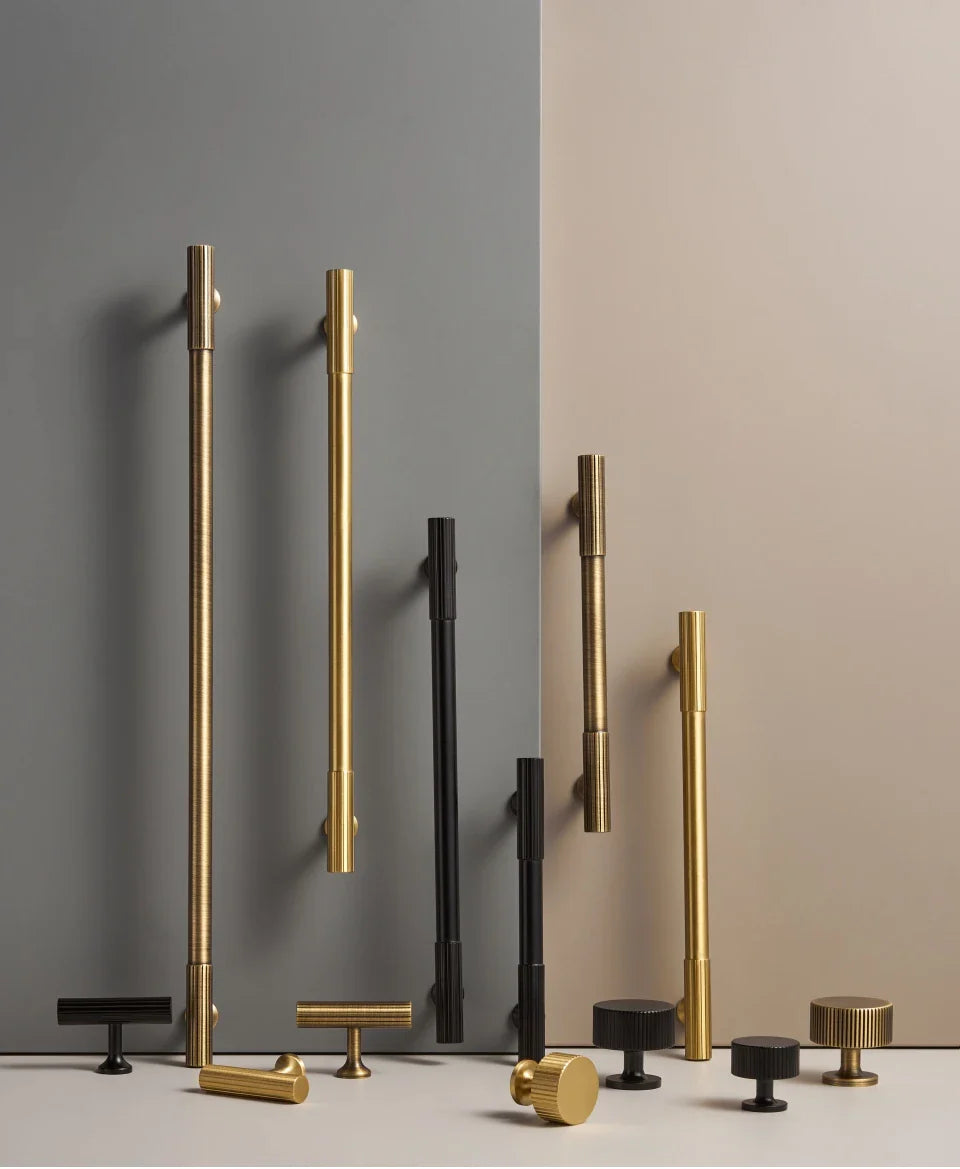Solid Brass Art Deco Handle – Vertical Line Cabinet Knobs & T-Bar Pulls