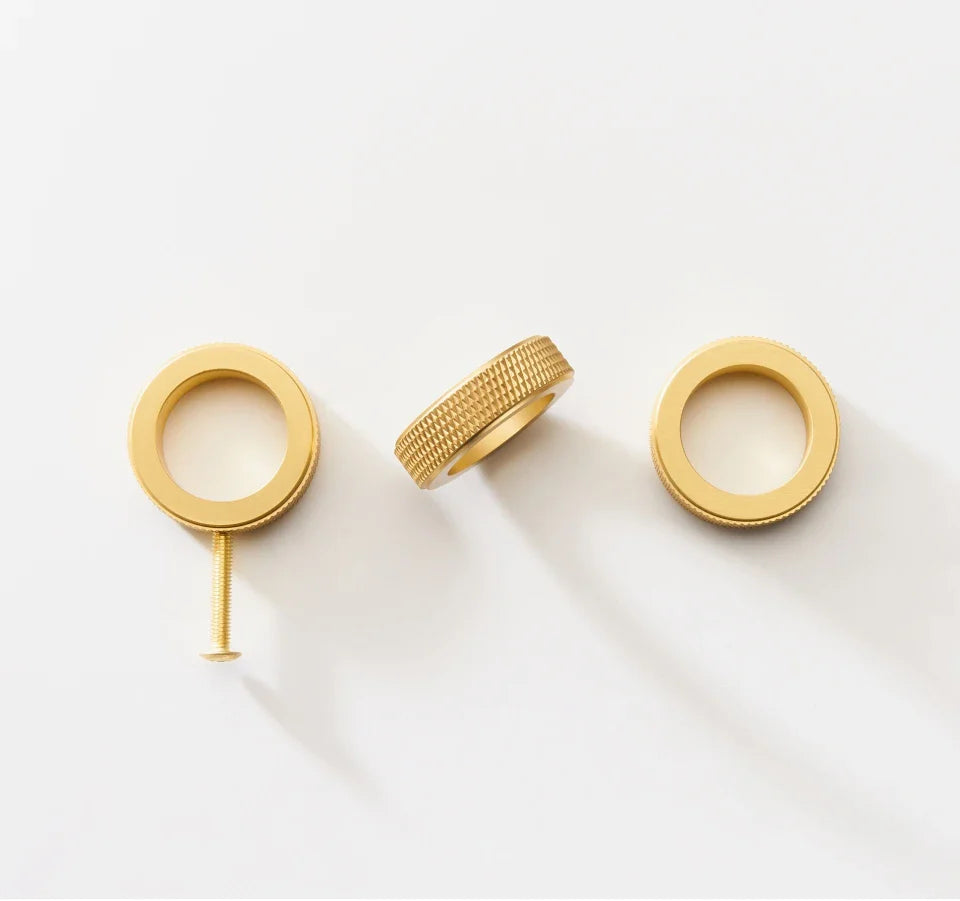 Solid Brass Knurled Ring Cabinet Knob