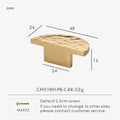 Gold hammered cabinet knob 48mm with dimensions and weight on a white background.