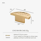 Gold hammered cabinet knob 48mm with dimensions and weight on a white background.