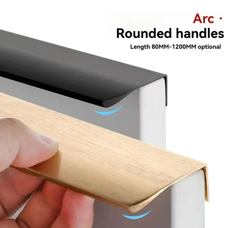 Invisible Aluminum Edge Pull Handle – Modern Curved Cabinet & Drawer Pull