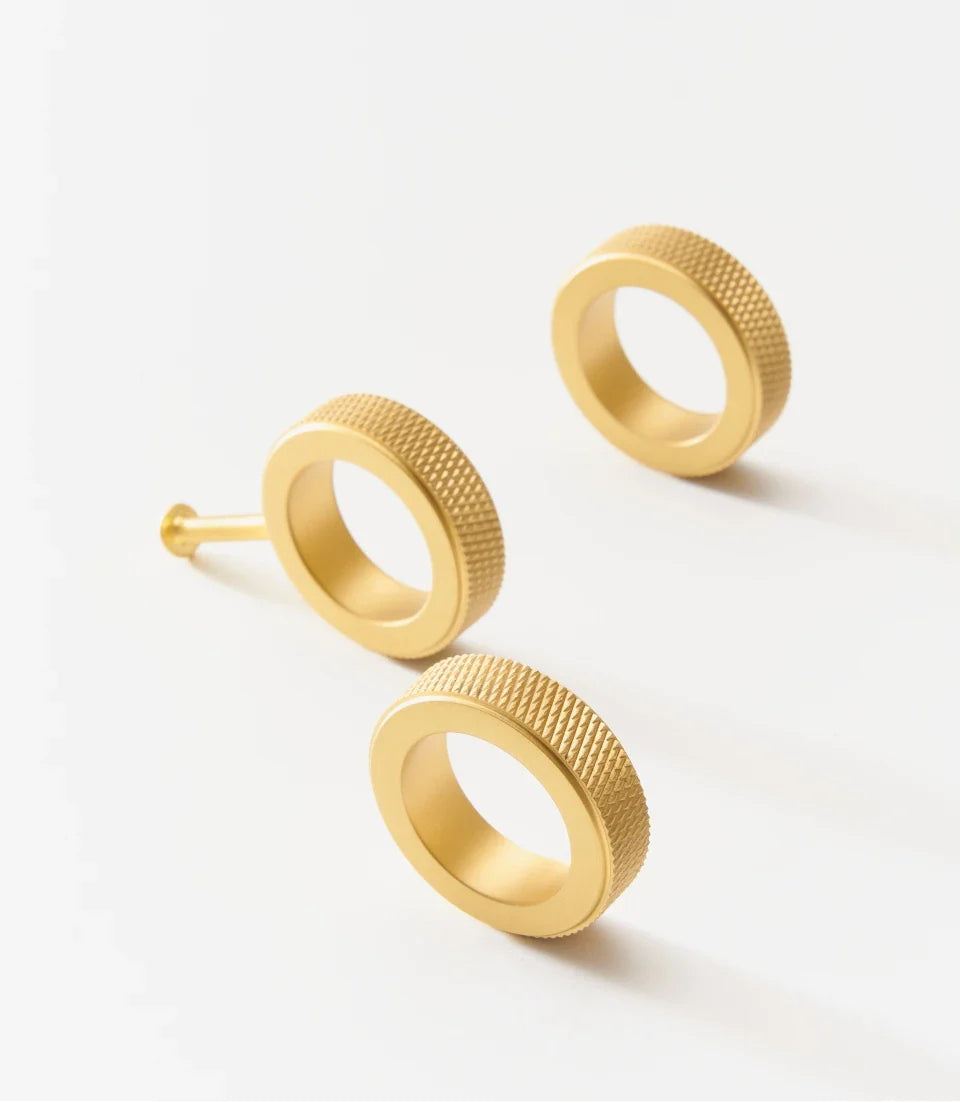Solid Brass Knurled Ring Cabinet Knob