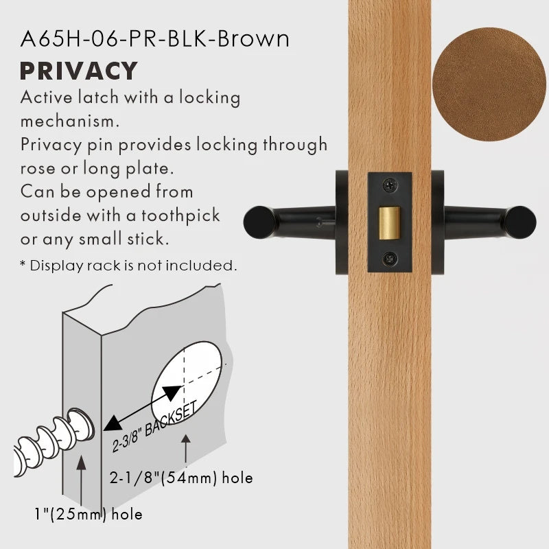 Leather Wrapped Solid Brass Door Lever Set, US Standard