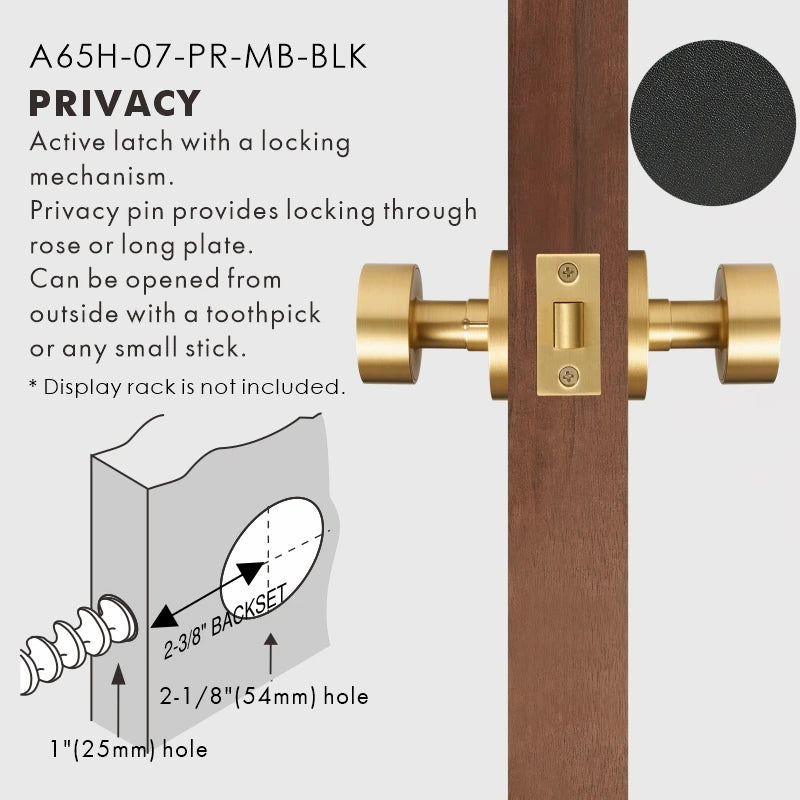 Round Solid Brass Door Knob Set, US Standard