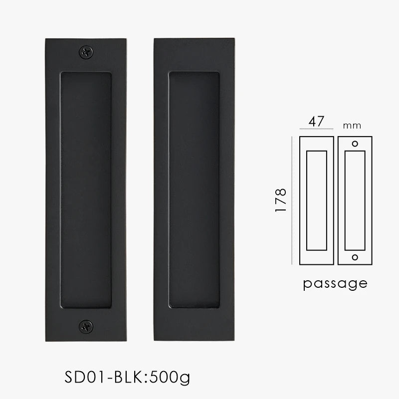 Solid Brass Flush Sliding Door Pull Set