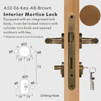 Leather Wrapped Solid Brass Door Lever Set, European Mortise