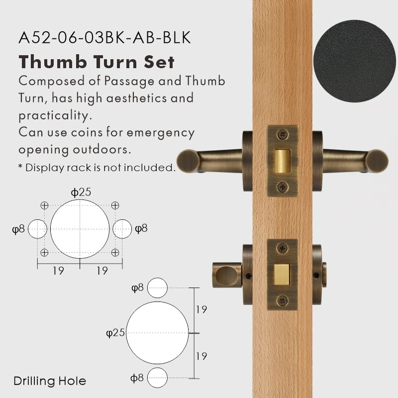 Leather Wrapped Solid Brass Door Lever Set, European Mortise
