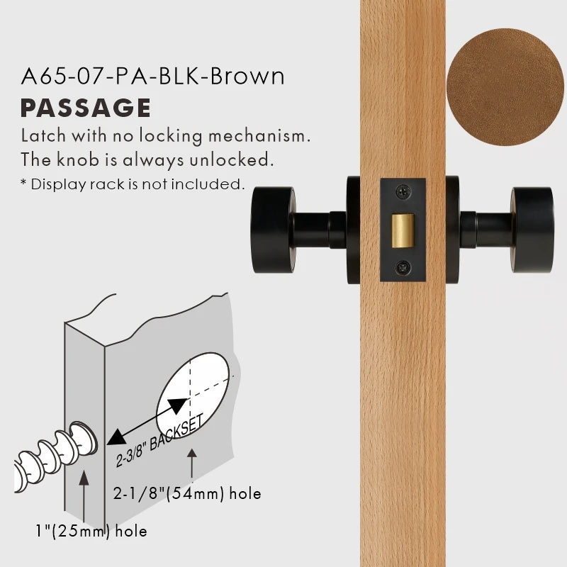 Round Solid Brass Door Knob Set, US Standard
