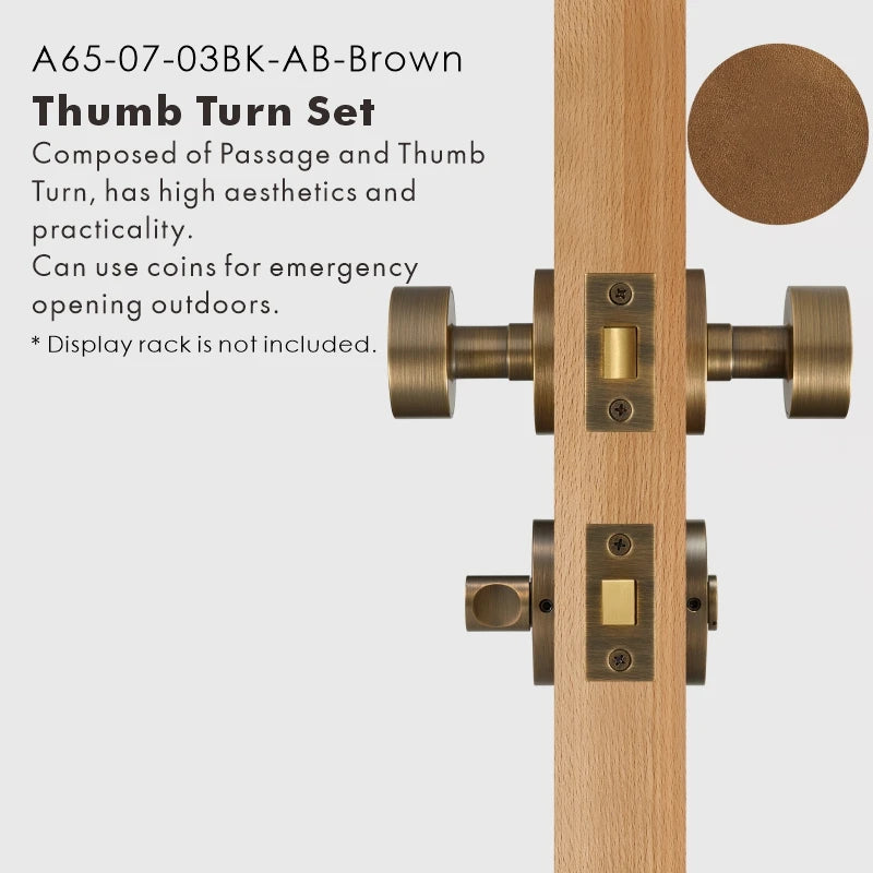 Round Solid Brass Door Knob Set, US Standard