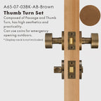 Round Solid Brass Door Knob Set, US Standard
