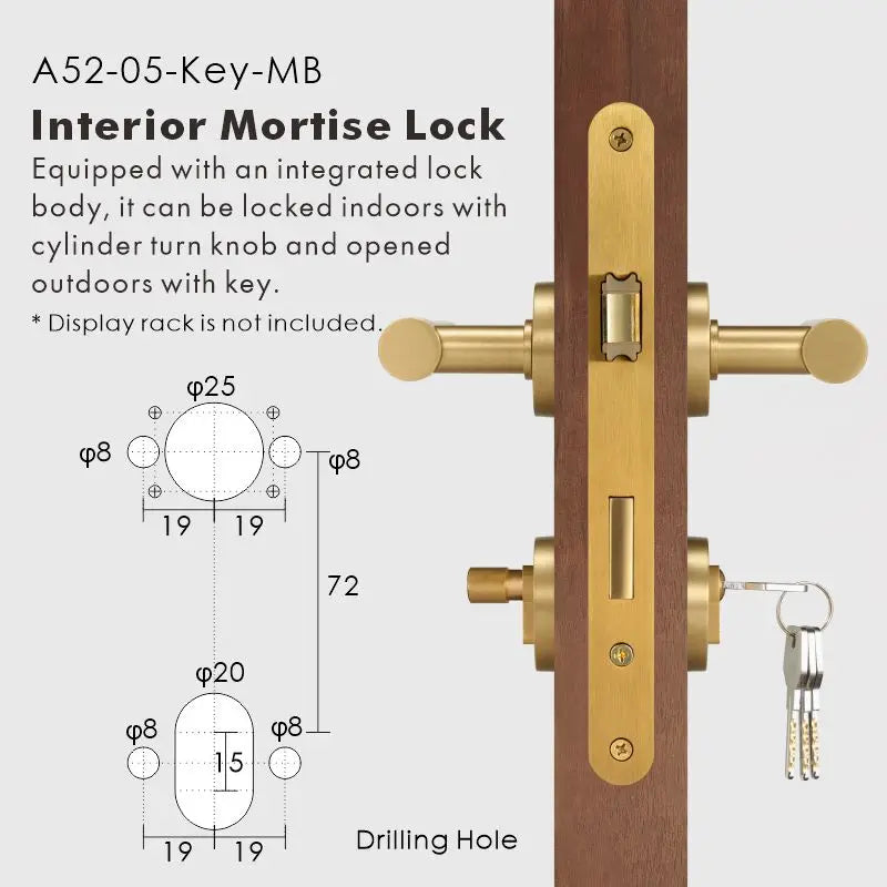 Plain Minimalist Solid Brass Door Lever Set, European Mortise